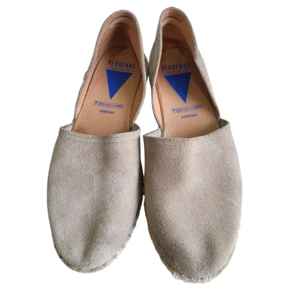 Verbenas Carmen Women's EU 40 Taupe Suede Espadrille Flats Mediterranean